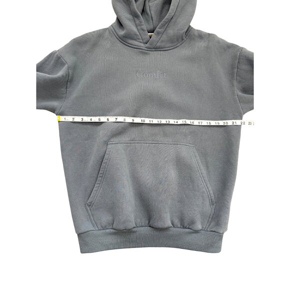Comfrt Hoodie Blue Gray Fleece Pullover Oversized Unisex Sweatshirt Size S - Picture 5 of 7